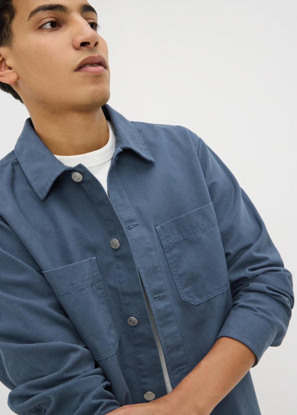 Blue Lightweight Canvas Shacket - S Image 3