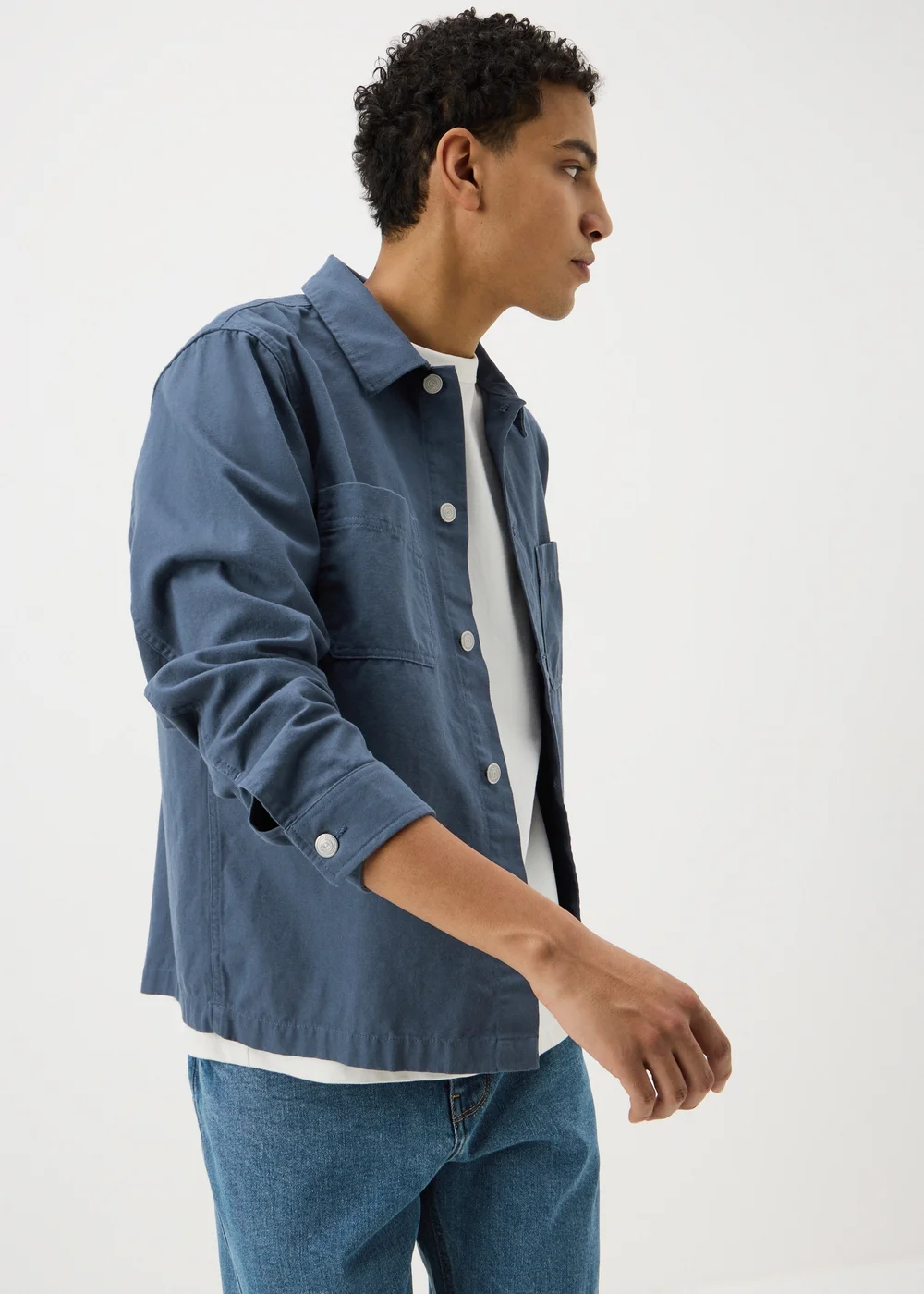 Blue Lightweight Canvas Shacket - S Image 2