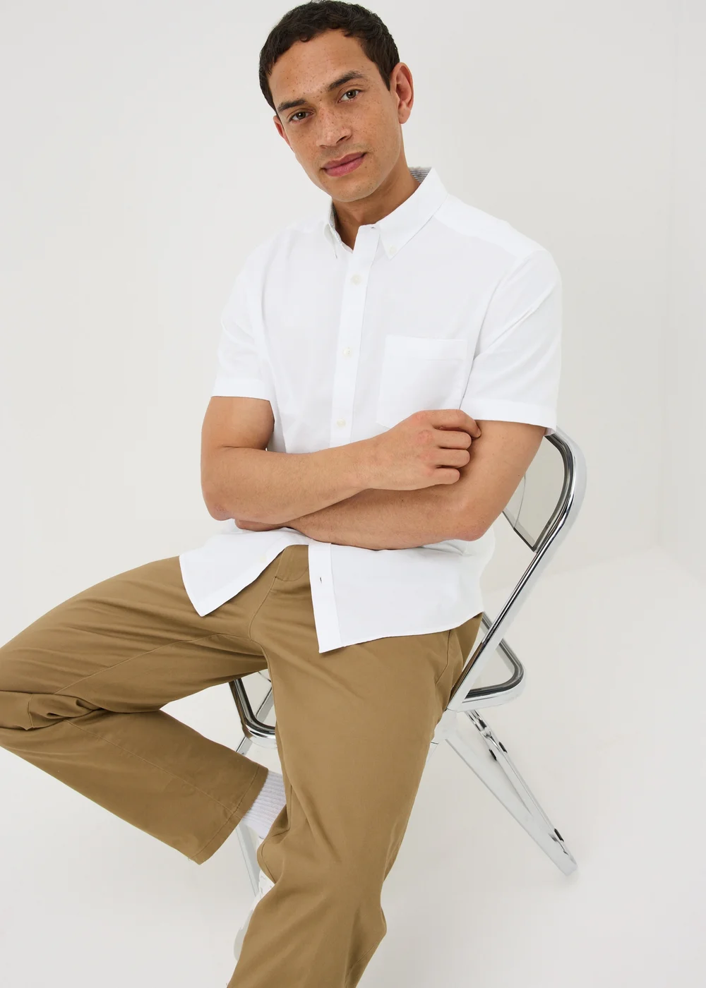 White Short Sleeve Oxford Shirt - S Image 1