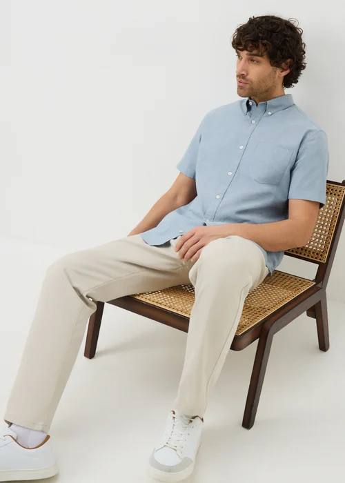 Blue Short Sleeve Oxford Shirt - Small Image 2