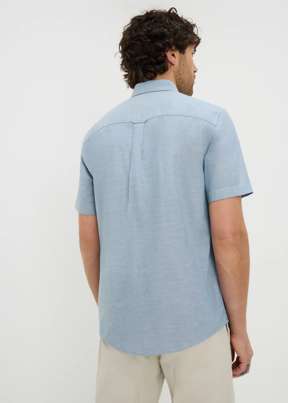 Blue Short Sleeve Oxford Shirt - Small Image 3