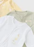 3 Pack Baby Multicolour Spring Animal Sleepsuits (Newborn-12mths) - First Size Image 2