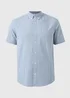 Blue Gingham Short Sleeve Oxford Shirt - Small Image 4