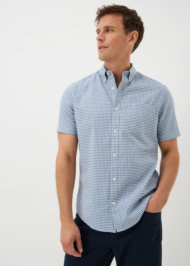 Blue Gingham Short Sleeve Oxford Shirt