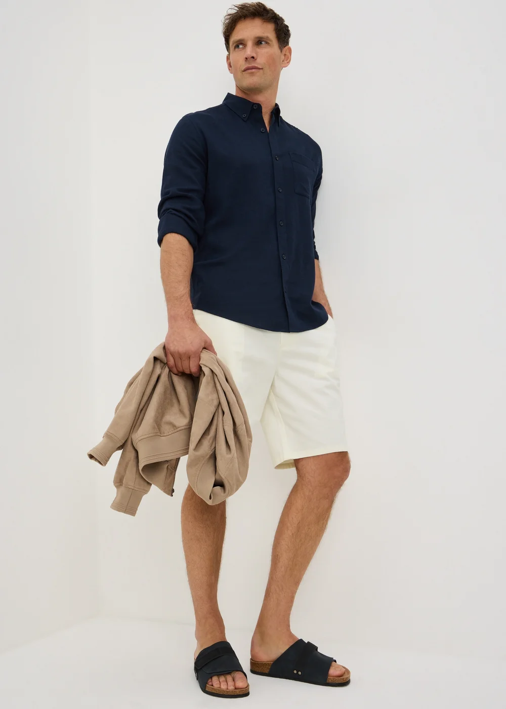 Ecru Regular Fit Chino Shorts - 30 Image 1