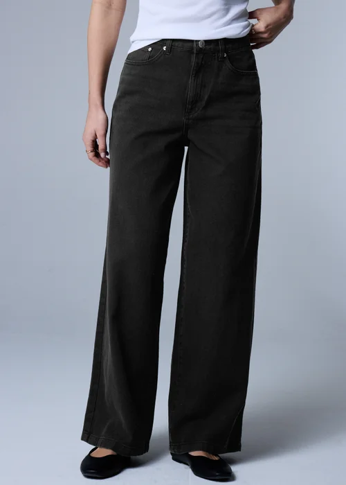 Black Wide Leg Jeans - Size 08 29 leg Image 3