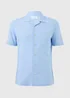 Blue Linen Blend Revere Short Sleeve Shirt - Small Image 1