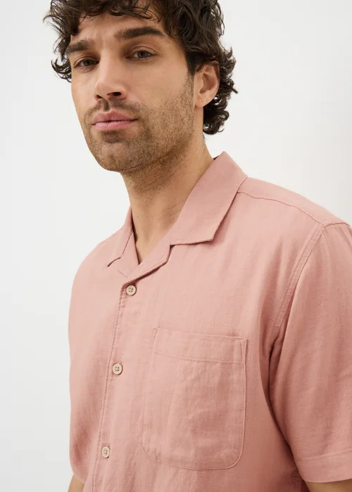 Pink Linen Rich Short Sleeve Shirt - Small Image 2