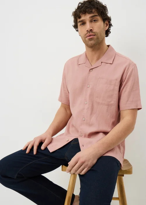 Pink Linen Rich Short Sleeve Shirt - Small Image 1