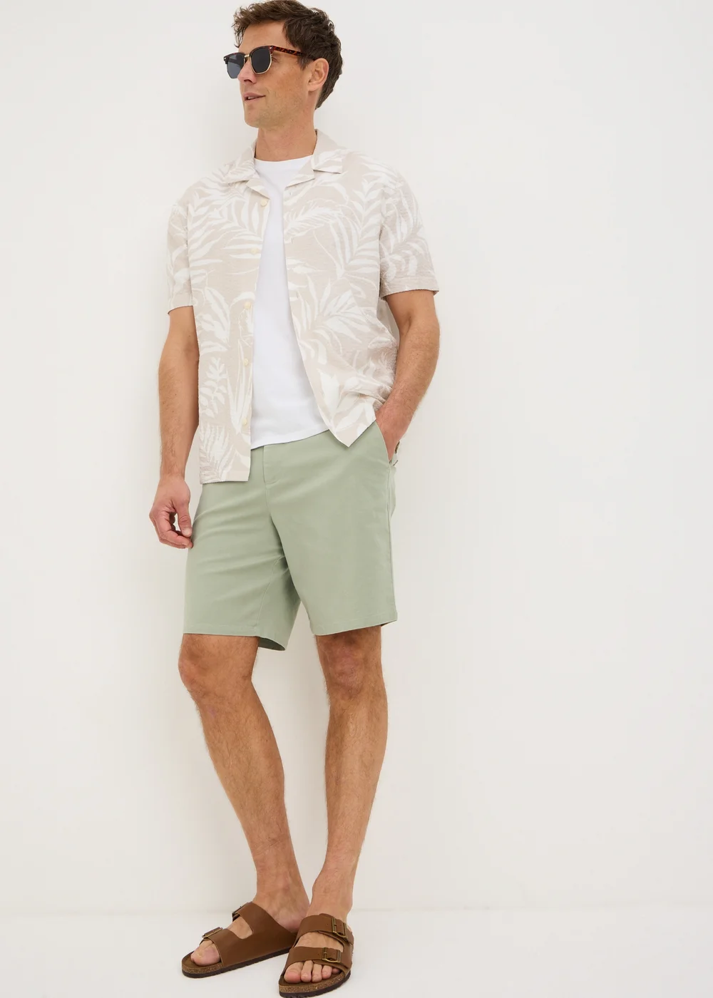 Sage Green Regular Fit Chino Shorts - 30 waist Image 1