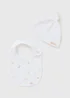 Baby White Spring Animal Bib & Hat Set (Newborn-6mths) - Age 0 - 3 Months Image 1