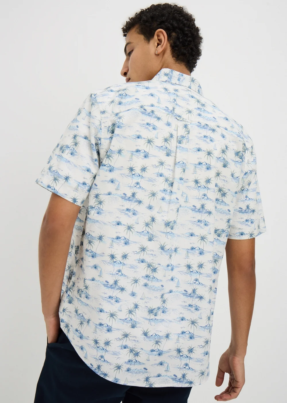 Ecru Island Print Short Sleeve Shirt - Small Image 2