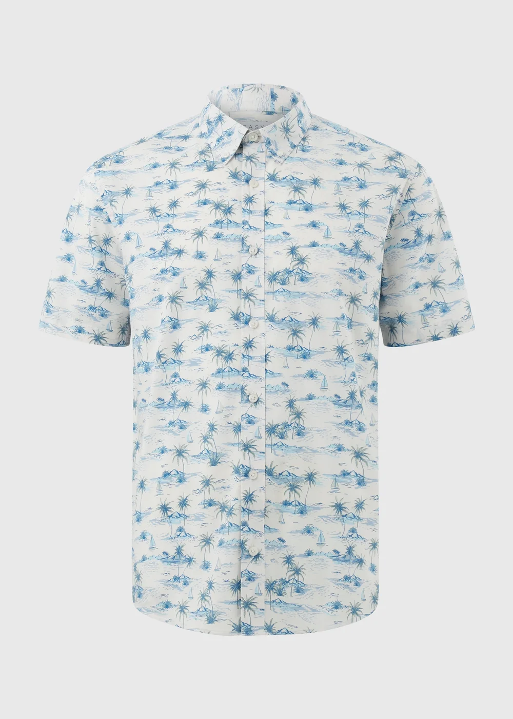 Ecru Island Print Short Sleeve Shirt - Small Image 4
