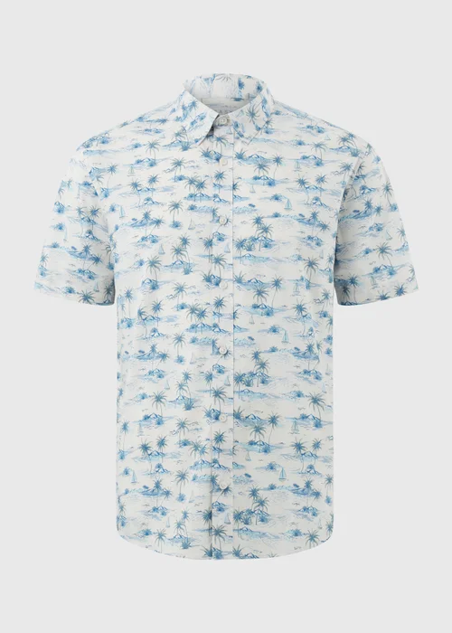 Ecru Island Print Short Sleeve Shirt - Small Image 4