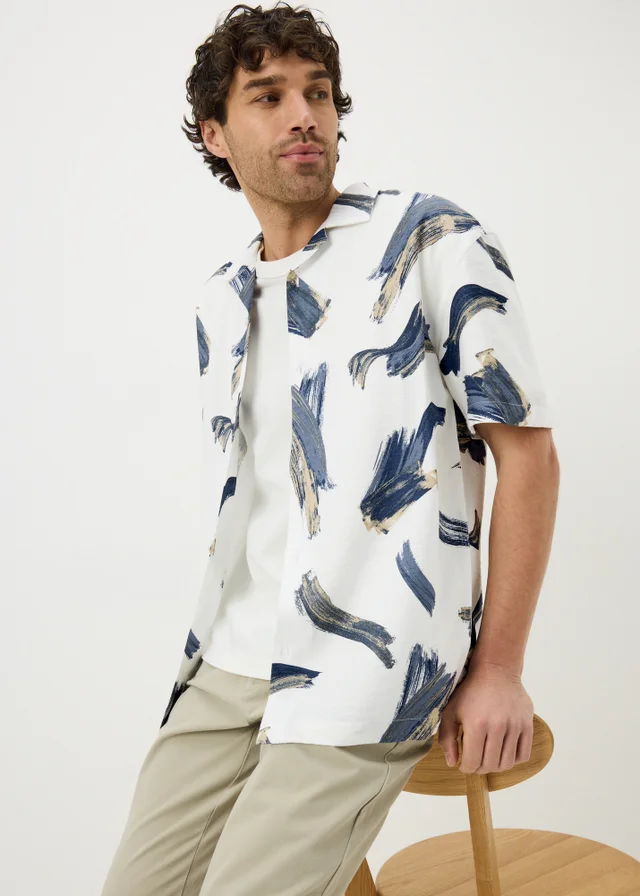 Ecru Brush Twill Short Sleeve Shirt