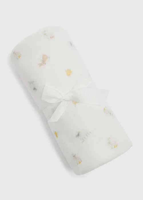 Baby White Spring Animal Shawl - One Size Image 1