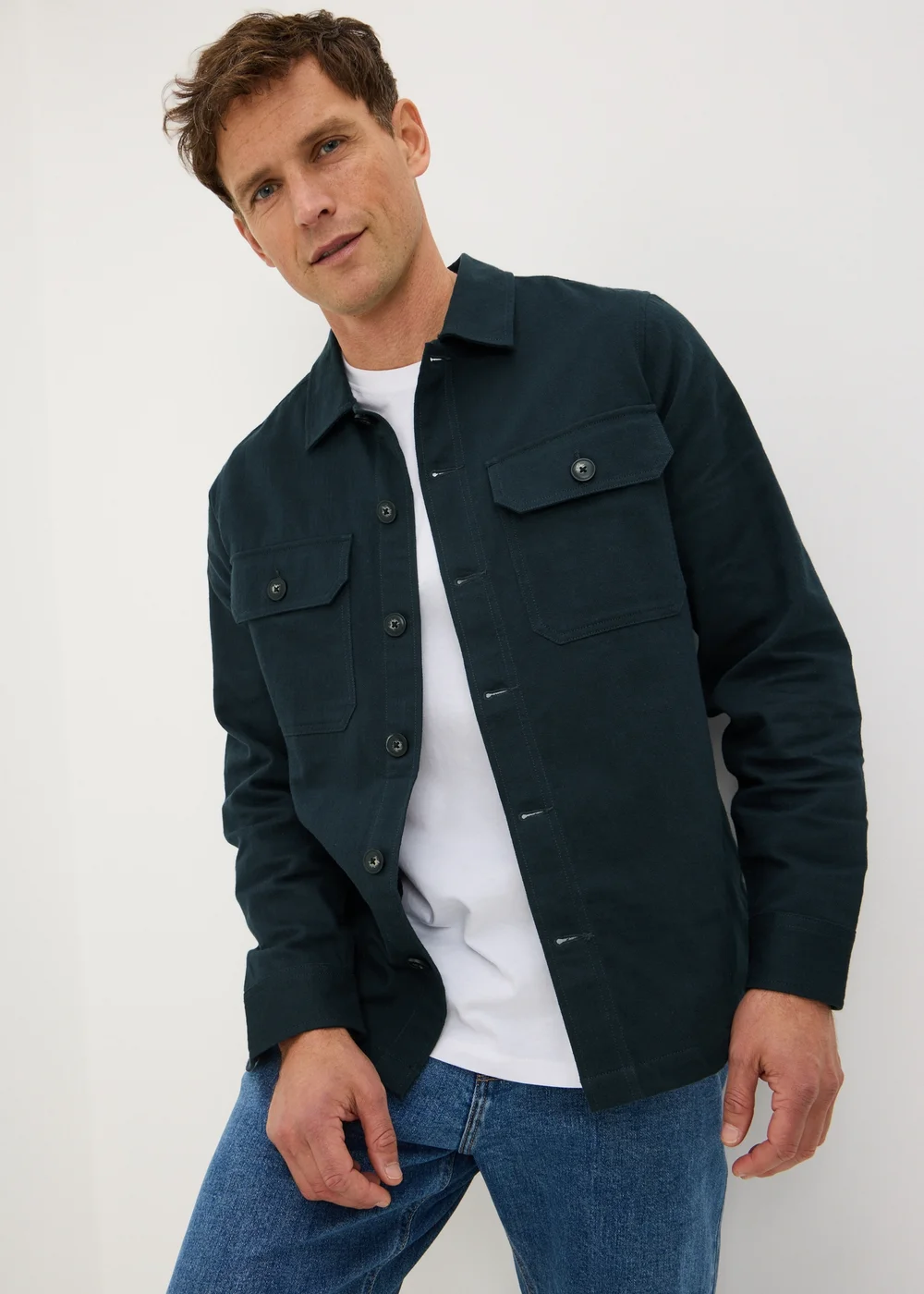 Navy Linen Blend Shacket - S Image 2