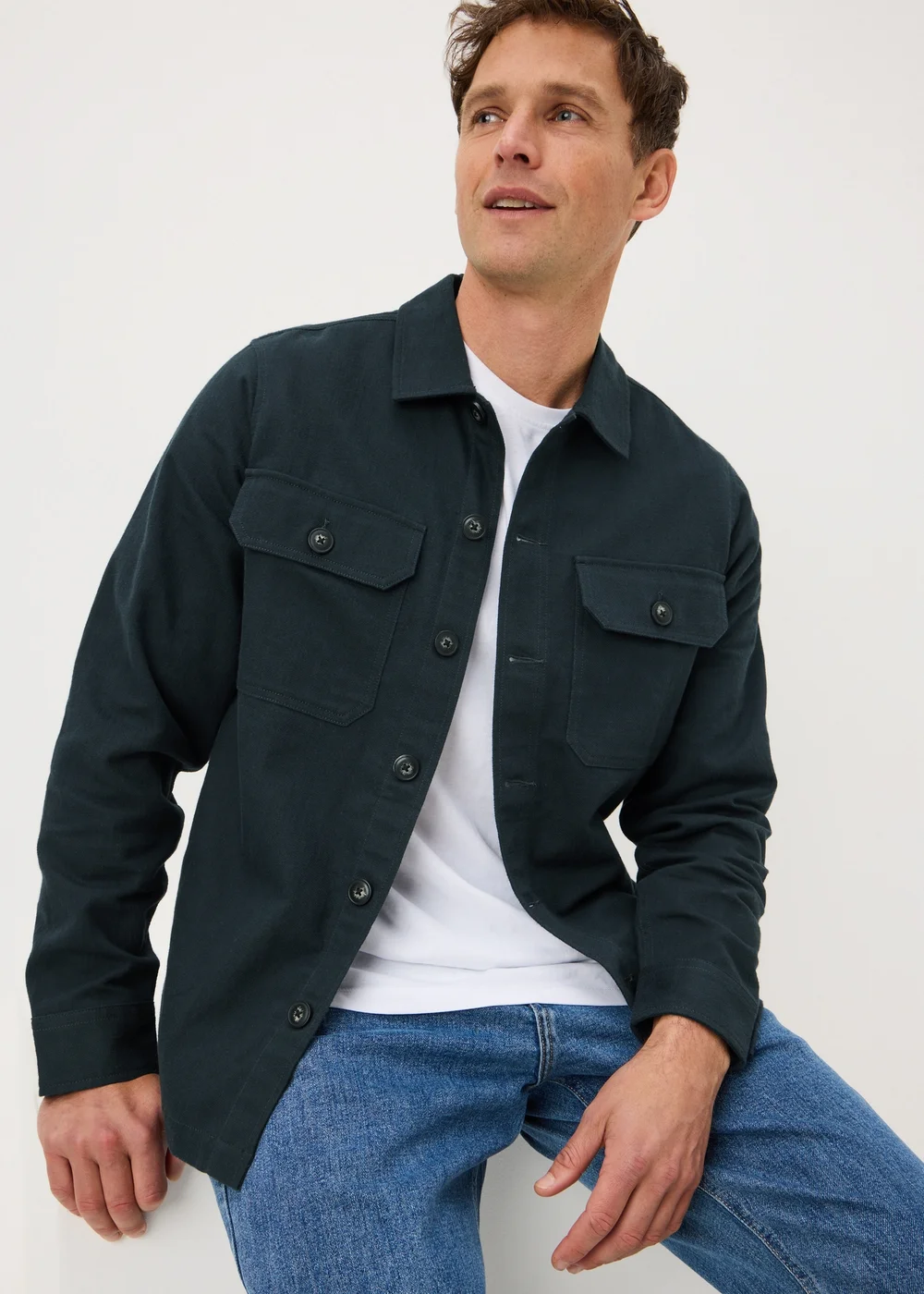 Navy Linen Blend Shacket - S Image 1