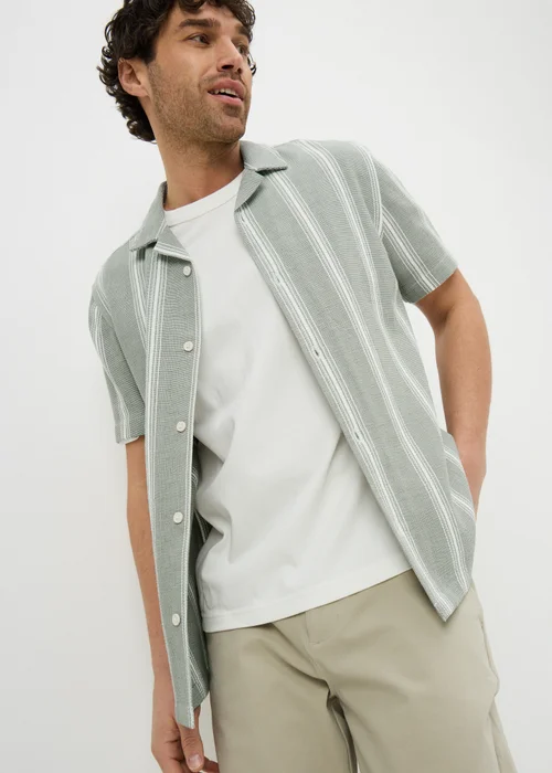 Khaki Stripe Cheesecloth Shirt - Small Image 1