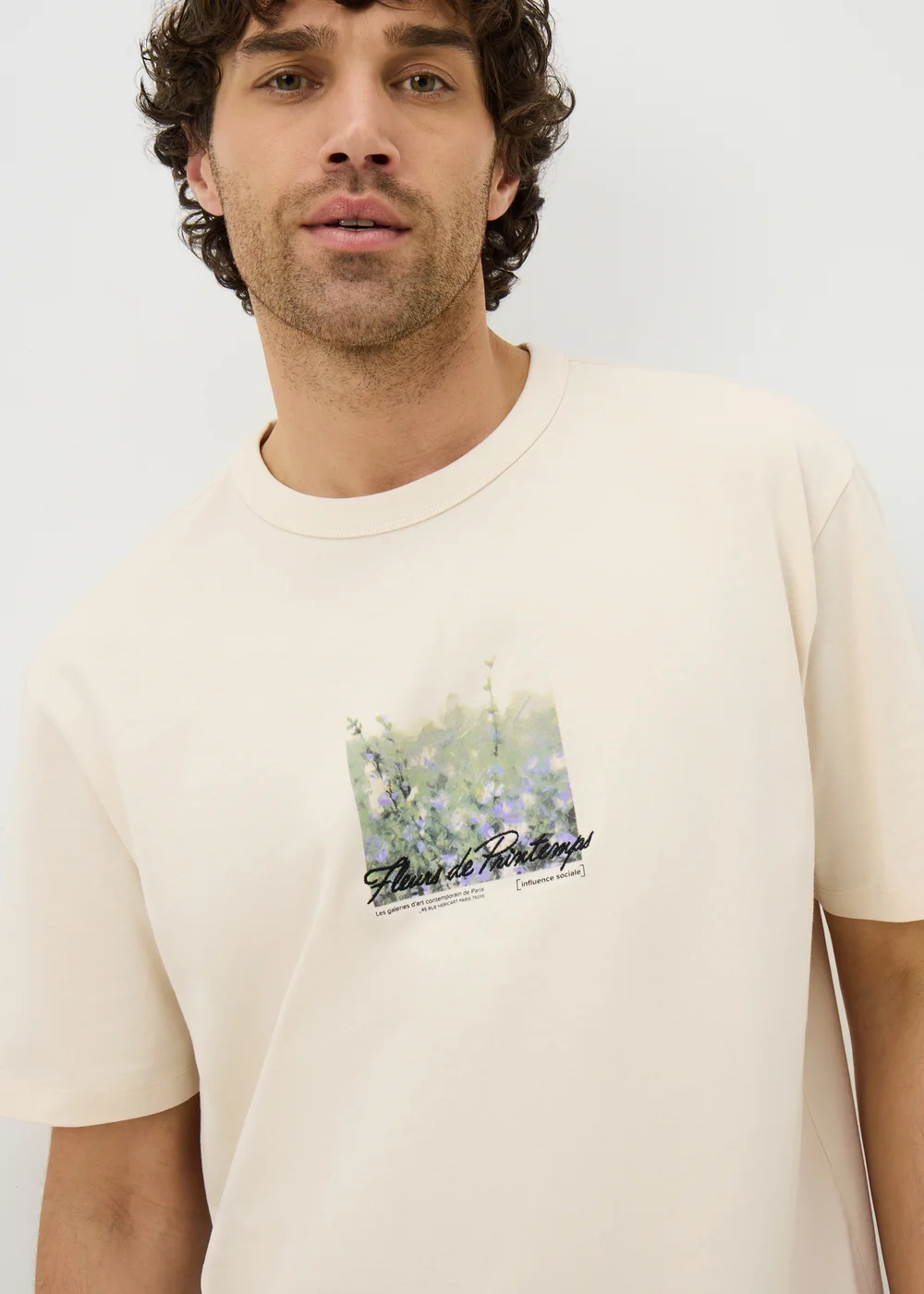 Ecru Floral Graphic T-Shirt - Small Image 2