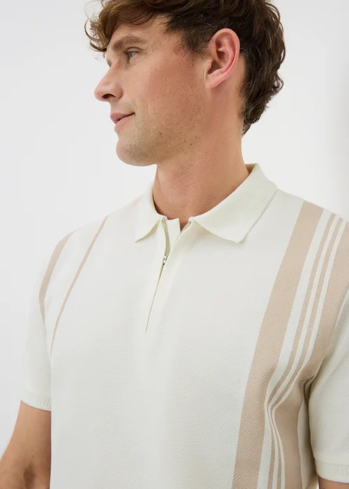 Ecru Smart Bubble Zip Polo Shirt - Small Image 2