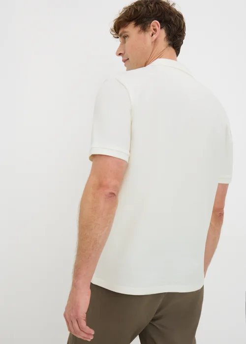 Ecru Smart Bubble Zip Polo Shirt - Small Image 3