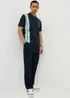 Navy Smart Stripe Bubble Texture Polo Shirt - Small Image 1