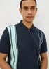 Navy Smart Stripe Bubble Texture Polo Shirt - Small Image 2