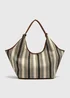 Black Stripe Canvas Tote Bag - One Size Image 1