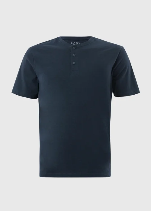Navy Grandad Collar T-Shirt - Small Image 4