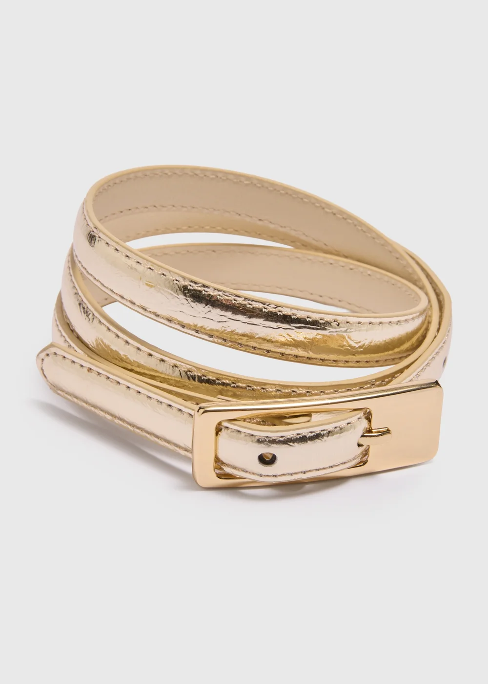 Gold Metallic Slim Belt - Small Image 2
