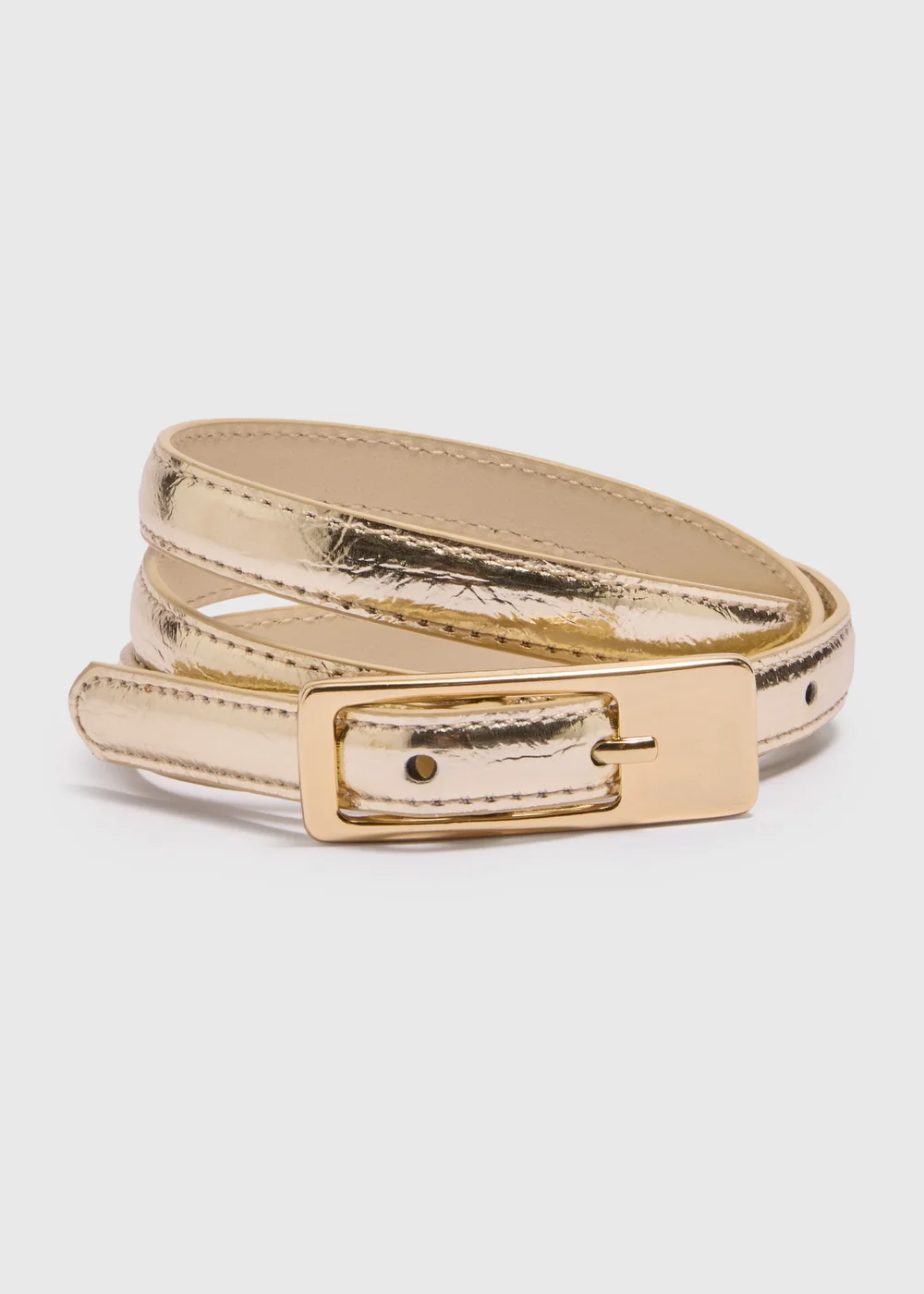 Gold Metallic Slim Belt - Small Image 1