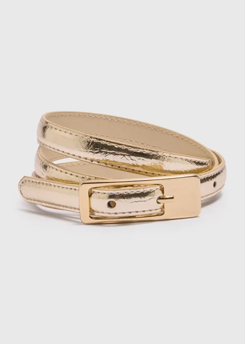 Gold Metallic Slim Belt - Small Image 1