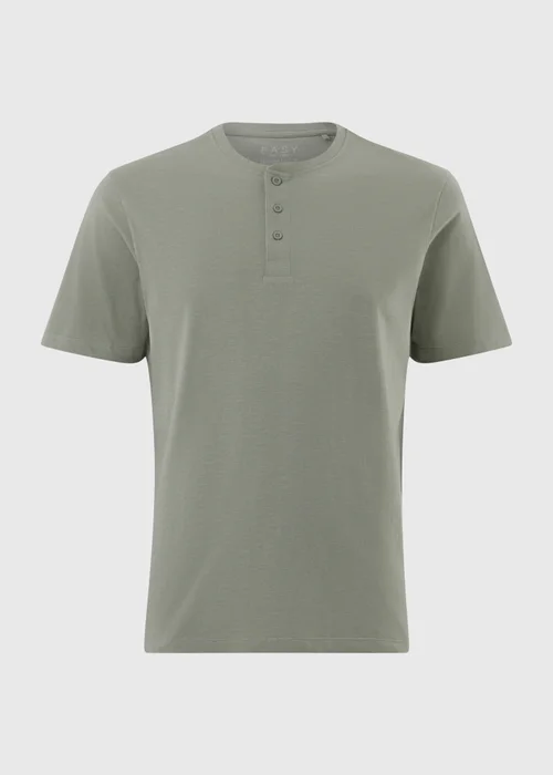 Sage Grandad Collar T-Shirt - Small Image 4