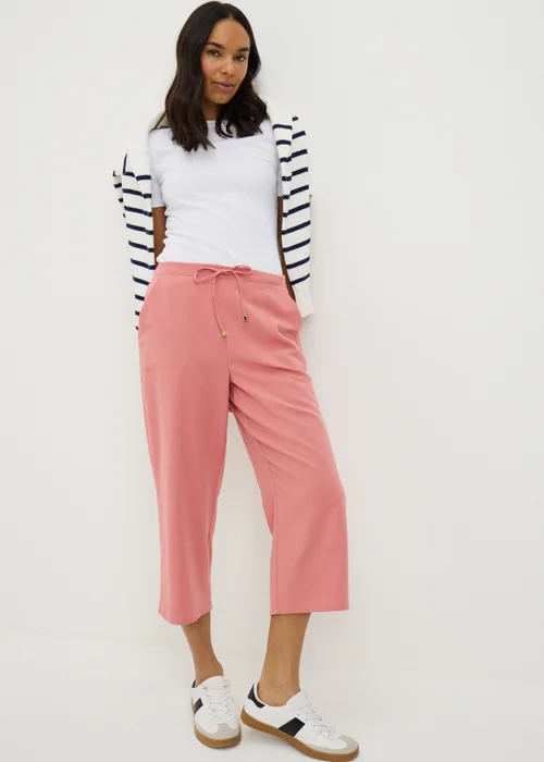 Pink Cropped Clipper Trousers - Size 8 Image 1