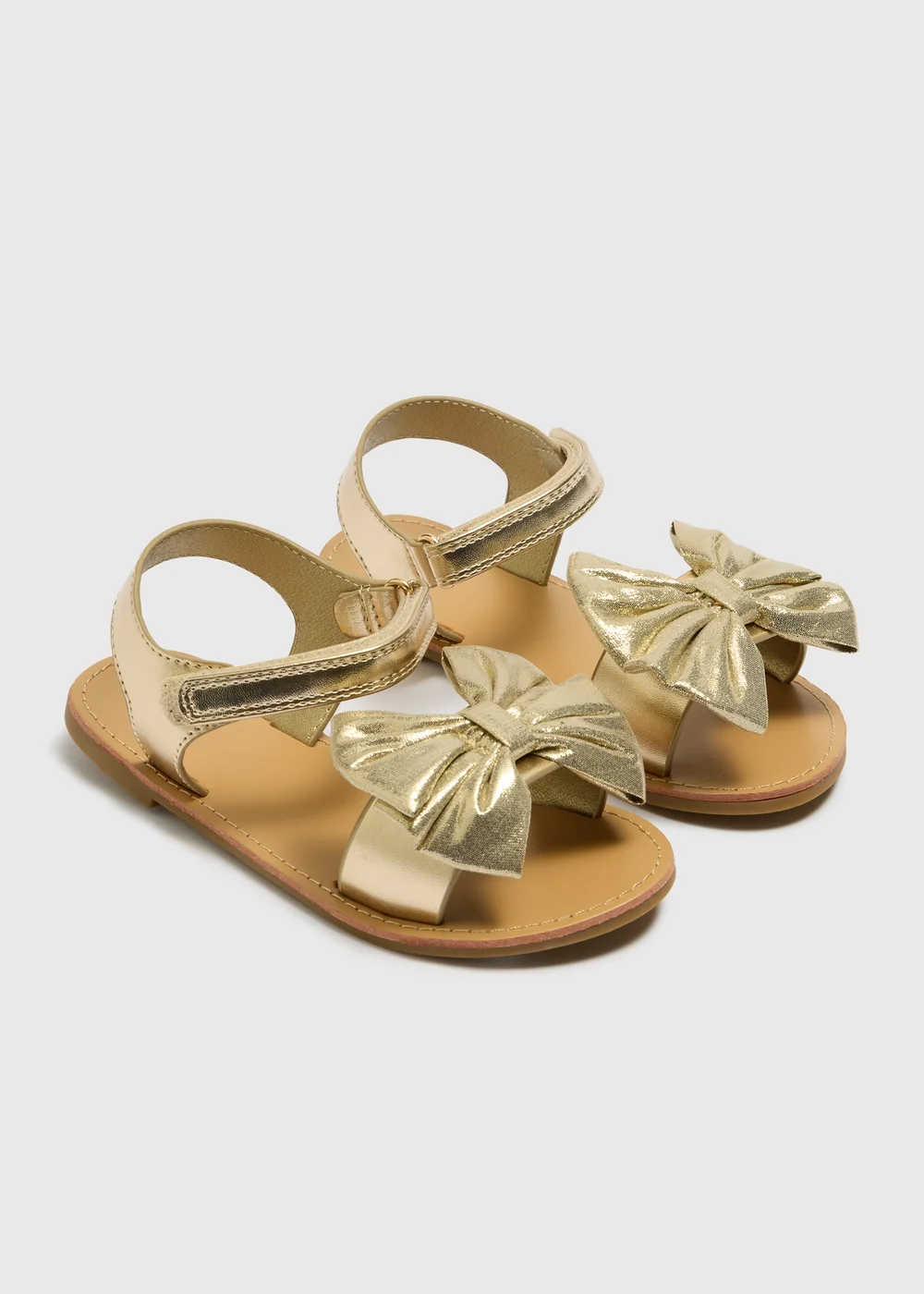 Girls Gold Bow Sandals (Younger 10-Older 5) - Size 10 Infants Image 1
