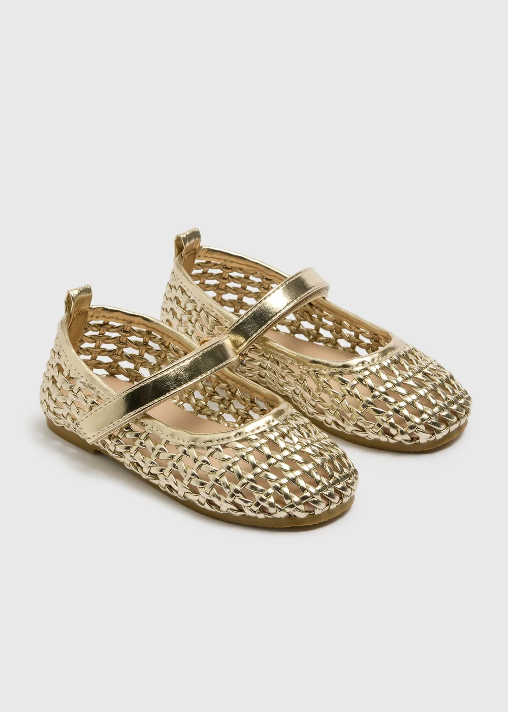 Girls Gold Woven Ballet Flats (Younger 4-9) - Size 4 Infants Image 1