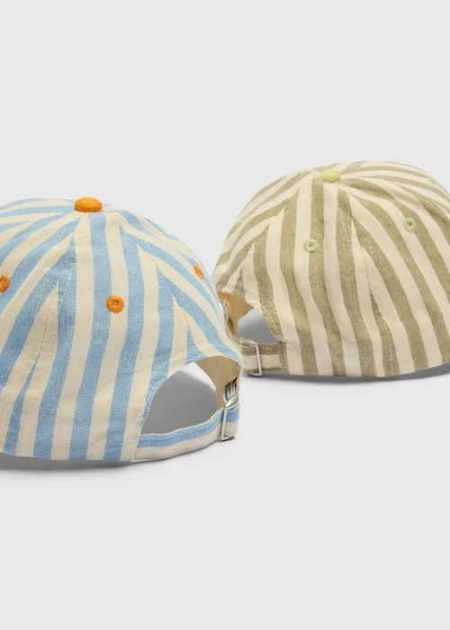 2 Pack Kids Stripe Caps (3-10yrs) - Age 7-10 Years Image 2