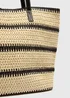 Monochrome Stripe Straw Shopper Bag - One Size Image 3