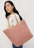 Pink Straw Shopper Bag - One Size Image 1