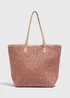 Pink Straw Shopper Bag - One Size Image 2