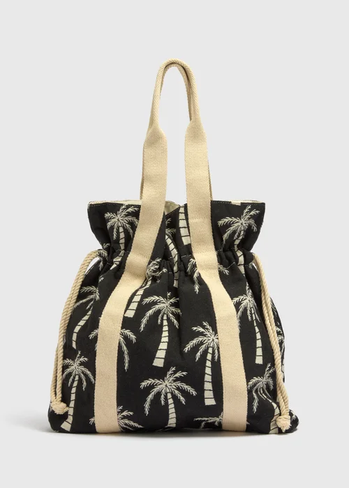 Black Palm Tree Beach Bag - One Size Image 1