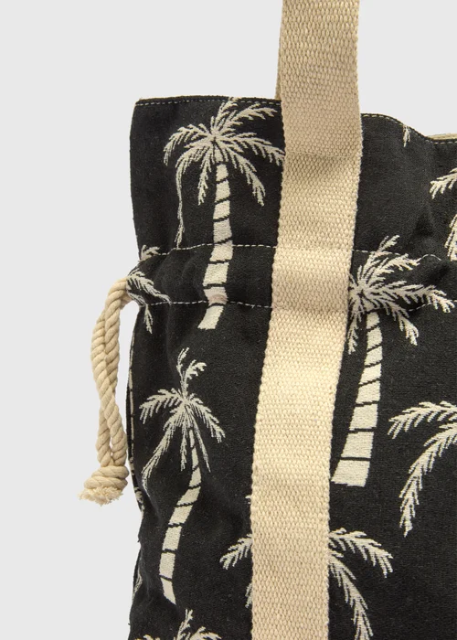 Black Palm Tree Beach Bag - One Size Image 2