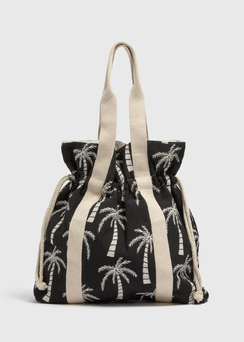 Black Palm Tree Beach Bag - One Size Image 2