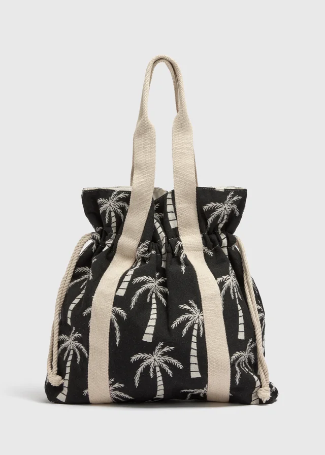Black Palm Tree Beach Bag