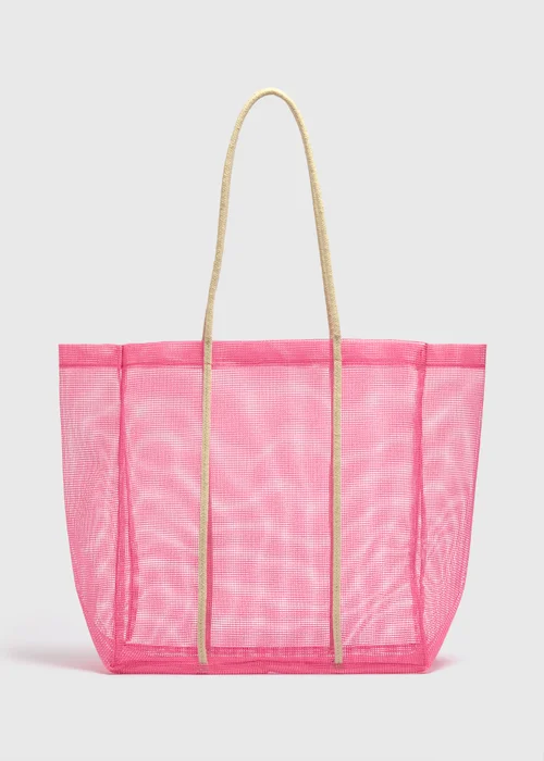 Pink Mesh Beach Bag - One Size Image 1