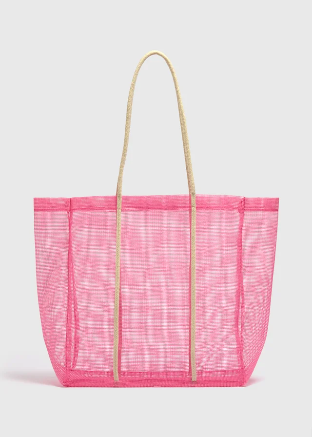 Pink Mesh Beach Bag