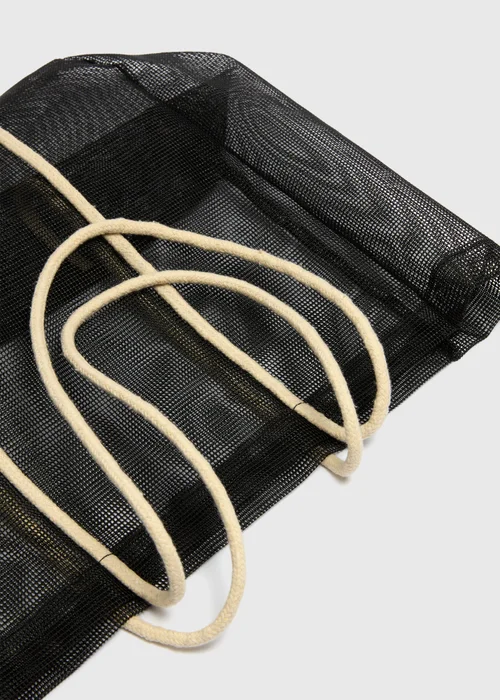 Black Mesh Beach Bag - One Size Image 2