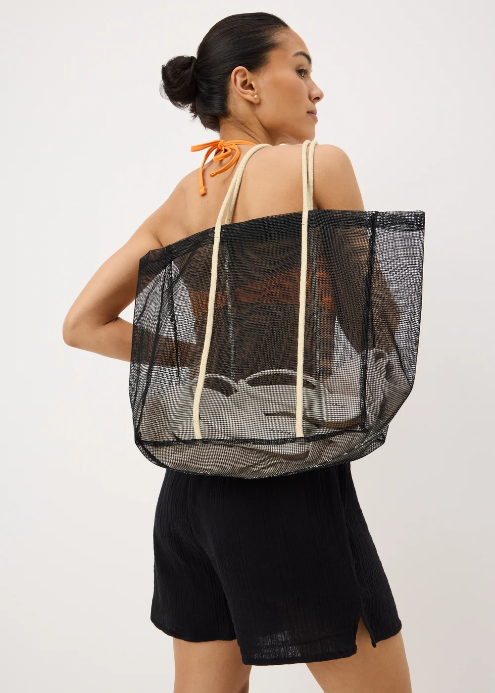 Black Mesh Beach Bag - One Size Image 1