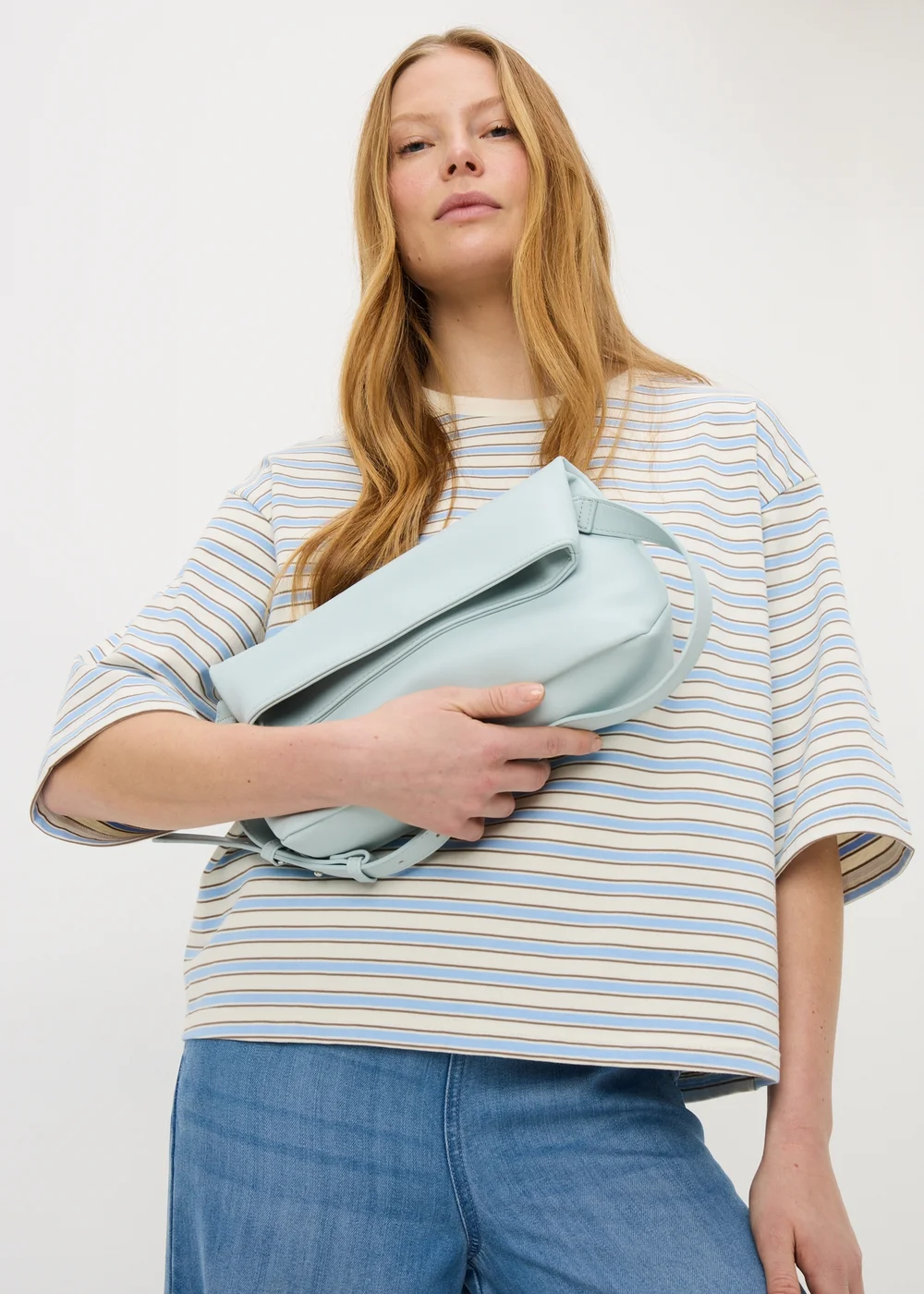 Blue Fold Over Shoulder Bag - One Size Image 2